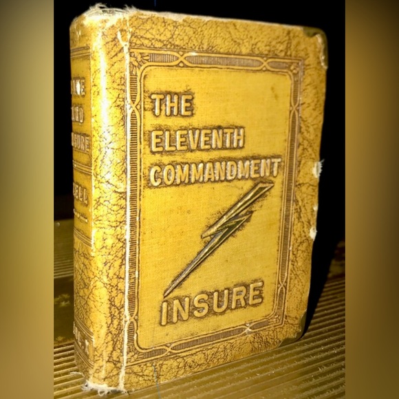 Vintage 1920s ELEVENTH COMMANDMENT: INSURE Save and Insure Book Coin Bank - Picture 2 of 9